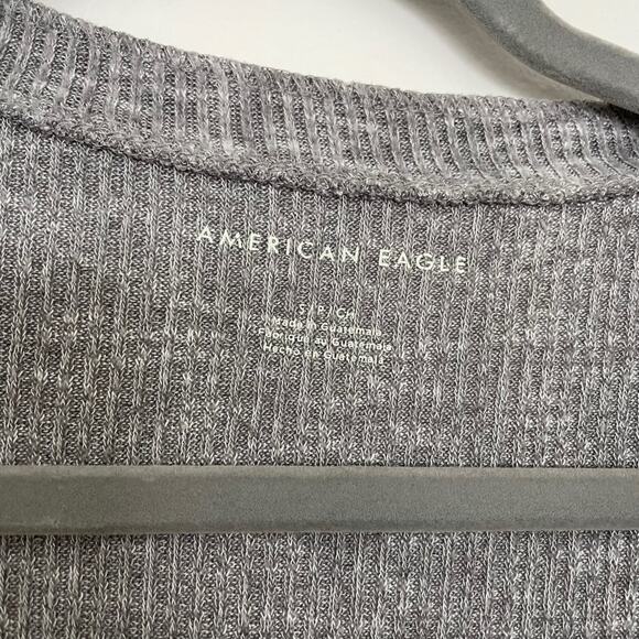 American Eagle Thermal Button Henley Boxy Gray Plush Women's Sz Small. - Picture 3 of 4